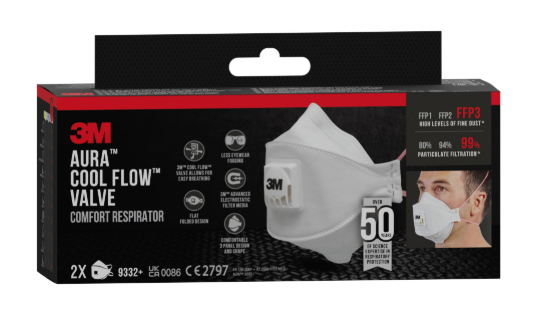 Lot de 2 masques de protection anti-poussières FFP3 3M