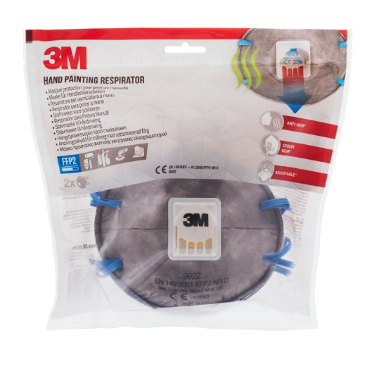 Lot de 2 masques de protection anti-poussières et anti-odeurs FFP2 3M