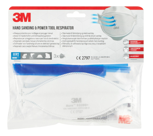 Lot de 3 masques pliables anti-poussières FFP2 sans valve 3M