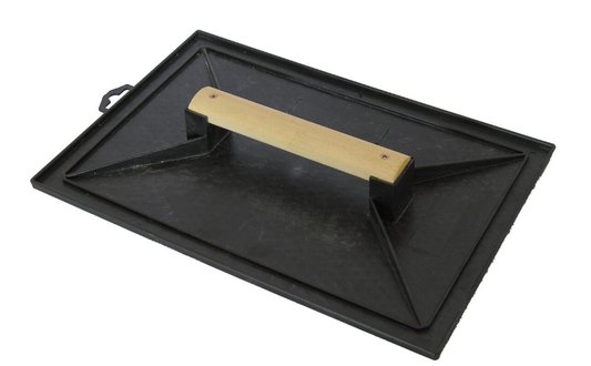 Taloche noire plastique rectangulaire, poignée bois 28x41 cm