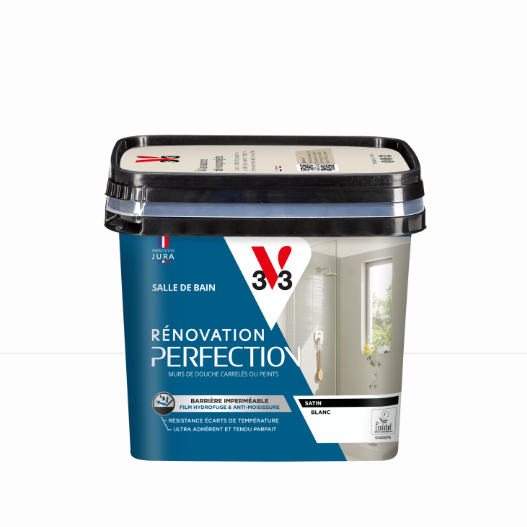 Peinture mur, carrelage blanc satin V33 Rénovation cuisine et bain 0.75L