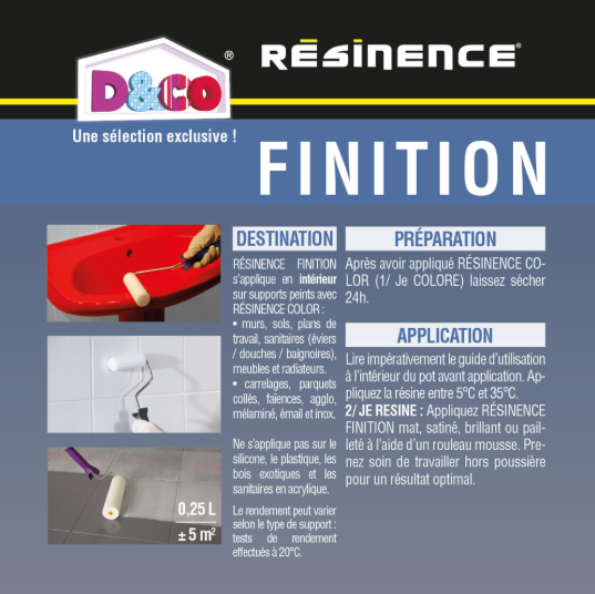 Résine de finition évier protecteur RESINENCE, incolore satiné, 0.5 l