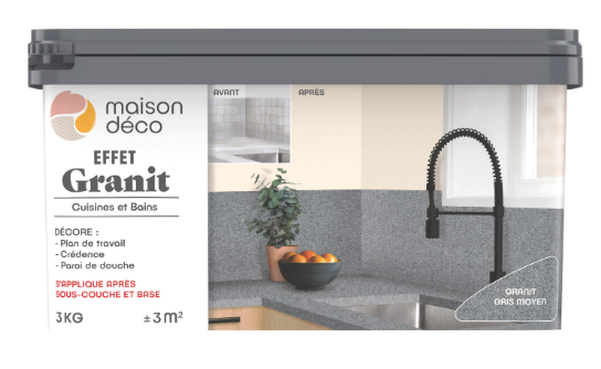 Enduit décoratif Masqu'carrelage granit MAISON DECO, gris moyen, 3kg