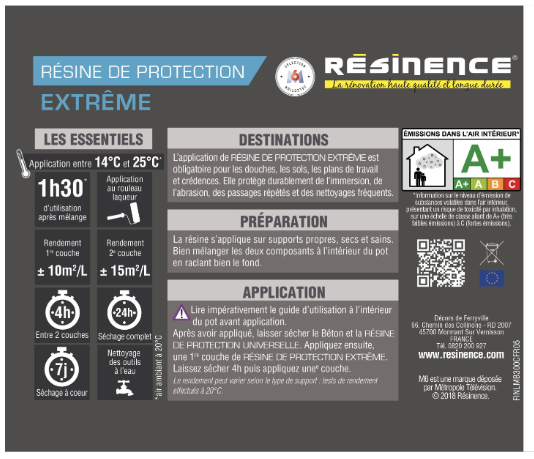 Résine de protection béton RESINENCE, incolore satiné, 0.3L