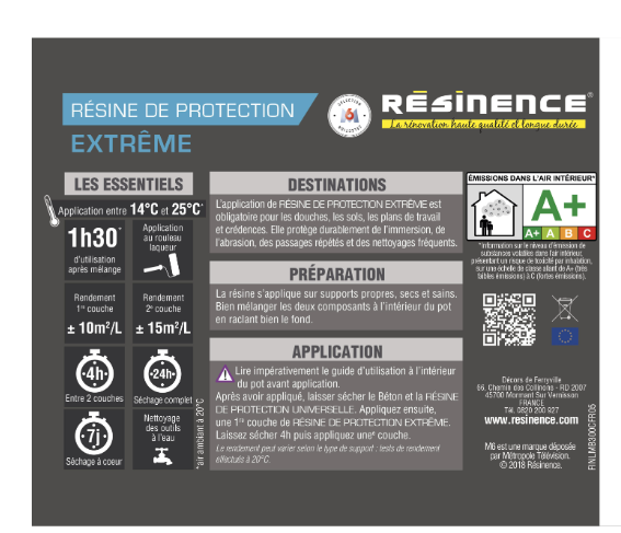 Résine de protection béton RESINENCE, incolore brillant, 0.3L