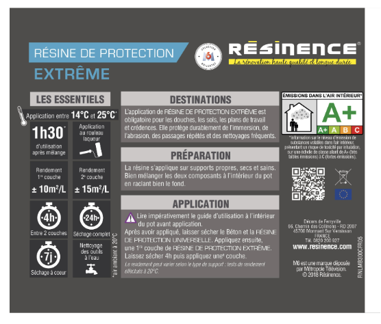 Résine de protection béton RESINENCE, incolore mat, 0.3L