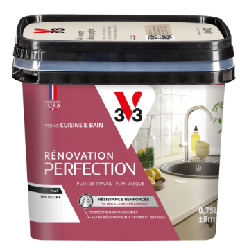 Vernis Rénovation cuisine et bain, V33, incolore mat, 0.75L