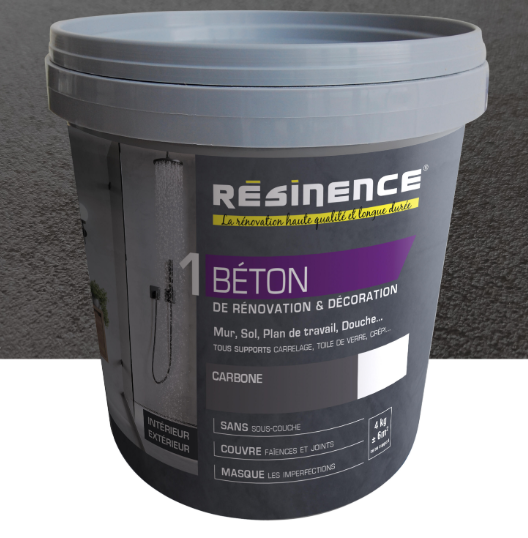 Enduit Béton mur, sol carrelage RÉSINENCE, gris carbone, 4 kg