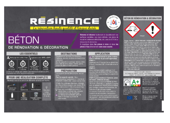Enduit Béton mur, sol carrelage RÉSINENCE, gris carbone, 4 kg