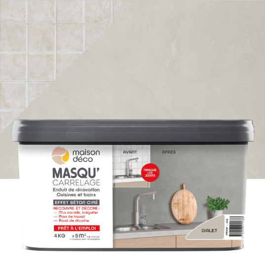 Enduit décoratif Masqu'carrelage béton MAISON DECO, galet, 4 kg