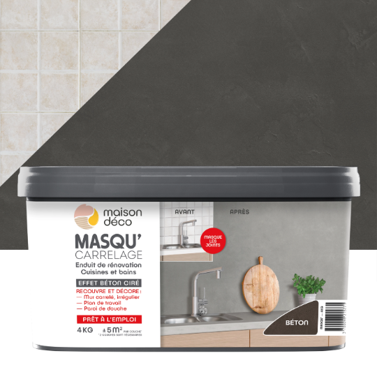 Enduit décoratif Masqu'carrelage béton MAISON DECO, béton, 4 kg