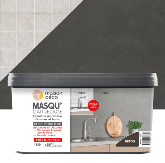Enduit décoratif Masqu'carrelage béton MAISON DECO, béton, 4 kg