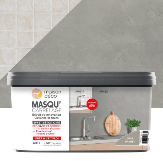 Enduit décoratif Masqu'carrelage béton MAISON DECO, gris urbain, 4 kg
