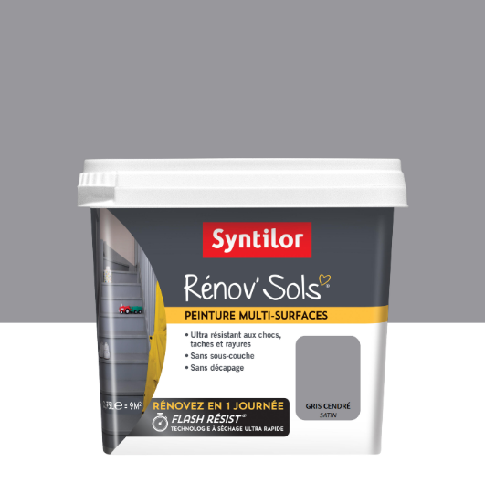 Peinture, carrelage et bois Renov sol SYNTILOR, gris cendre satiné, 0.75L