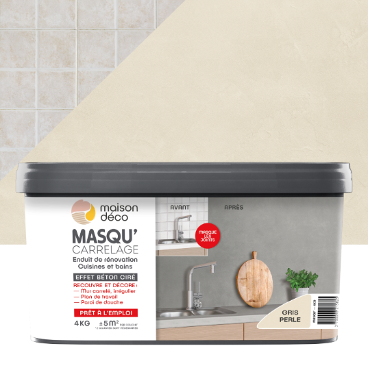 Enduit décoratif Masqu'carrelage béton MAISON DECO, gris perle, 4 kg