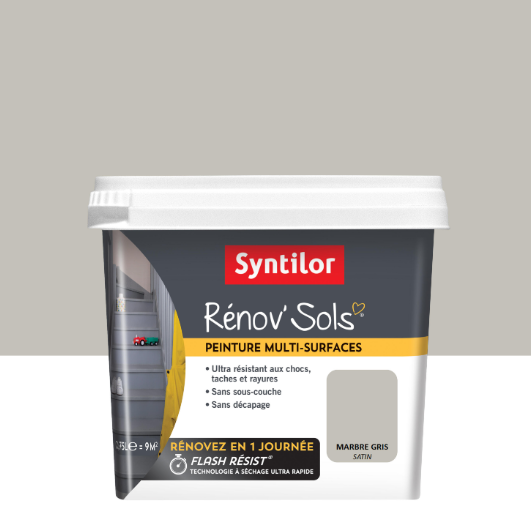 Peinture, carrelage et bois Renov sol SYNTILOR, marbre gris satiné, 0.75L