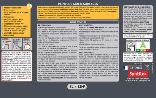 Peinture, carrelage et bois Renov sol SYNTILOR, marbre gris satiné, 0.75L