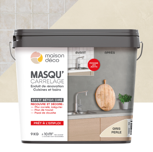 Enduit décoratif Masqu'carrelage béton MAISON DECO, gris perle, 9 kg