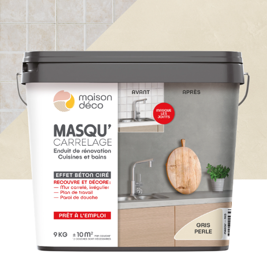 Enduit décoratif Masqu'carrelage béton MAISON DECO, gris perle, 9 kg