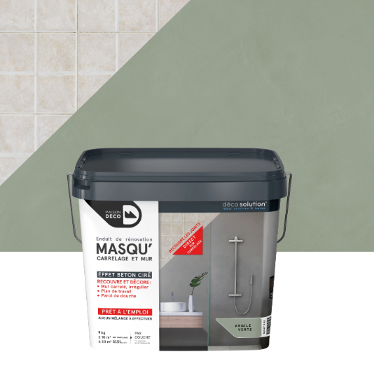 Enduit décoratif Masqu'carrelage béton MAISON DECO, argile verte, 9 kg