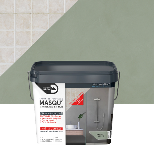 Enduit décoratif Masqu'carrelage béton MAISON DECO, argile verte, 9 kg