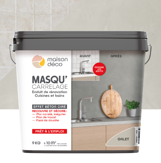 Enduit décoratif Masqu'carrelage béton MAISON DECO, galet, 9 kg