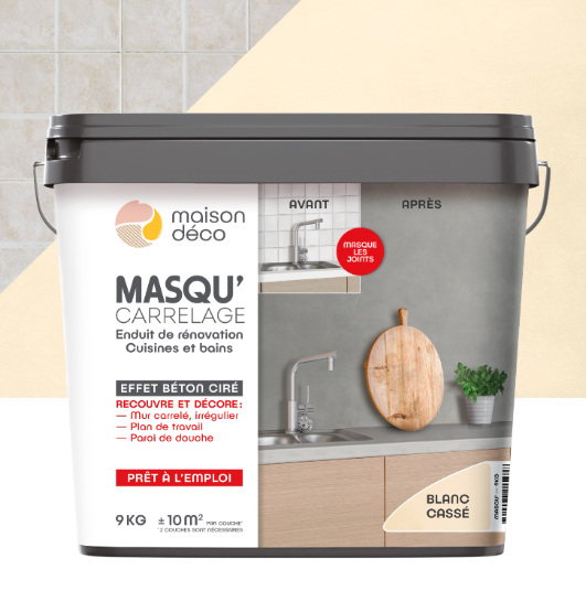 Enduit décoratif Masqu'carrelage béton MAISON DECO, blanc cassé, 9 kg