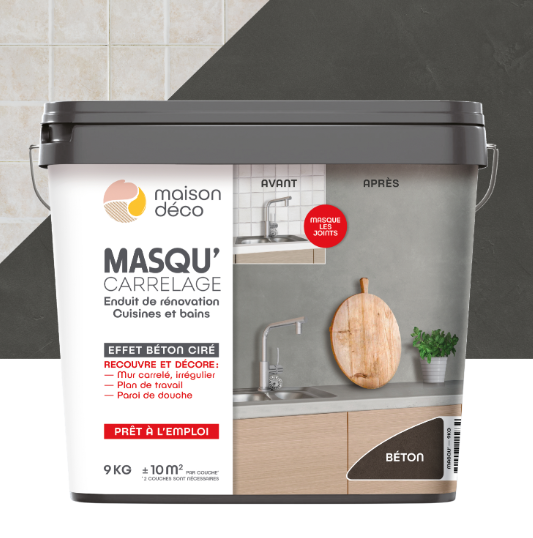 Enduit décoratif Masqu'carrelage béton MAISON DECO, béton, 9 kg