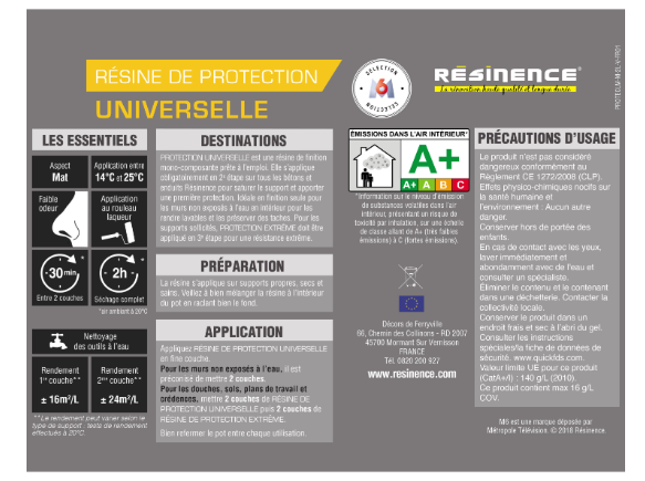 Résine de protection mur, sol et carrelage, incolore mat, 2L