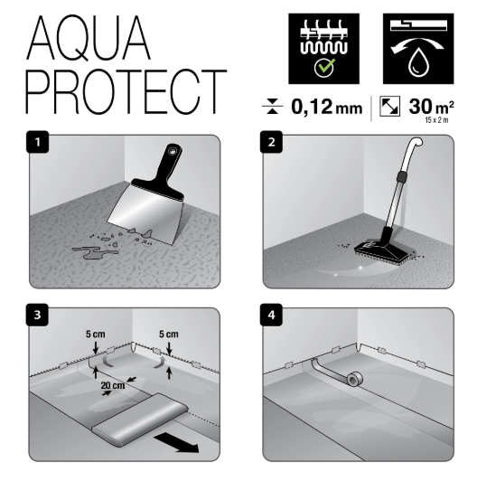 Film pare-vapeur sol stratifié, Aquaprotect Ep.0.2 mm AXTON, 16 m²