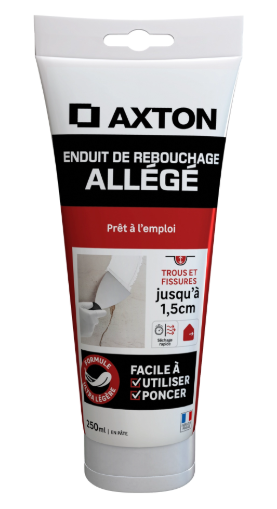 Enduit de rebouchage en pâte allégée Allégé AXTON blanc 250 ml