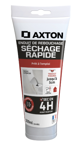 Enduit de rebouchage en pâte Séchage rapide AXTON blanc 200 ml