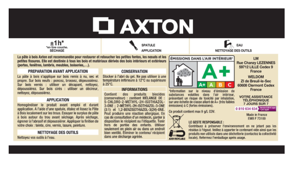 Pâte à bois AXTON acajou 60 g