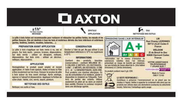 Pâte à bois , AXTON pin 250 g