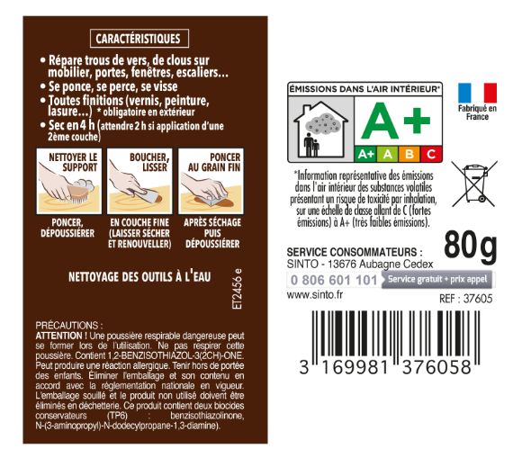 Pâte à bois Petits trous SINTO blanc 80 g