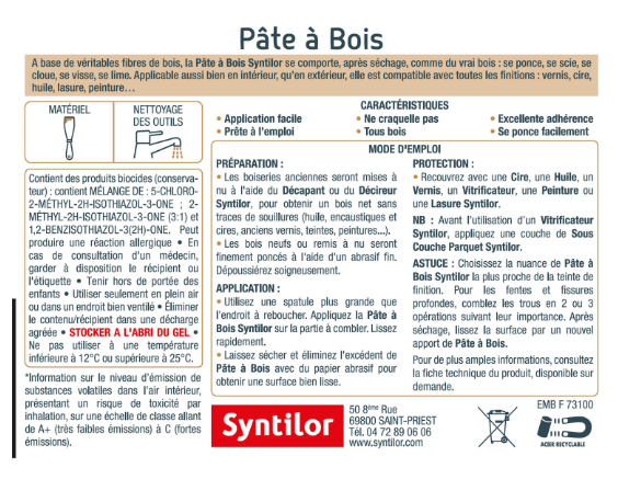 Pâte à bois , SYNTILOR pin 50 g