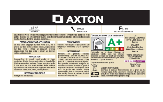Pâte à bois AXTON acajou 250 g