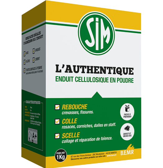 Enduit de rebouchage en poudre L'authentique SIM blanc cassé 1 kg