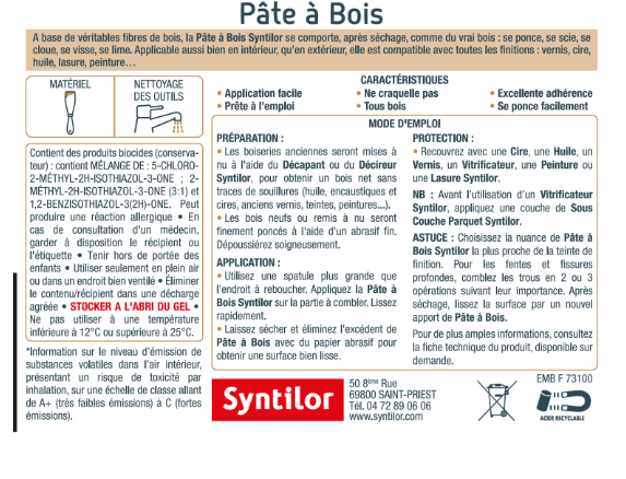 Pâte à bois , SYNTILOR acajou foncé 50 g