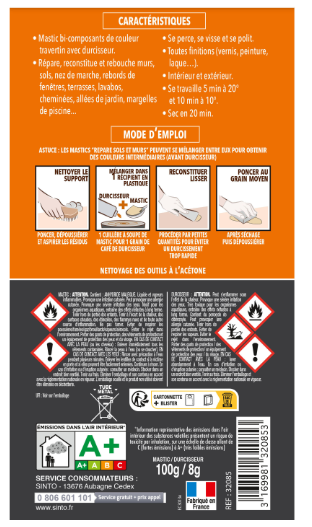 Mastic Sintopierre, mastic et durcisseur SINTO beige 100 g