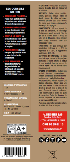 Enduit de rebouchage en pâte R PRESTONETT blanc 330 g