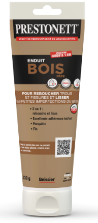 Enduit de rebouchage et lissage en pâte Bois PRESTONETT beige 330 g