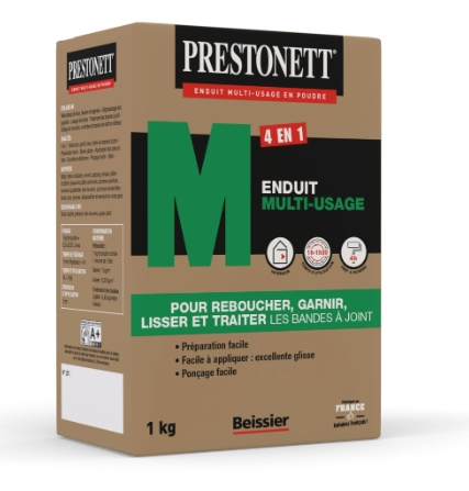 Enduit multifonction en poudre 4 en 1 PRESTONETT blanc 1 kg