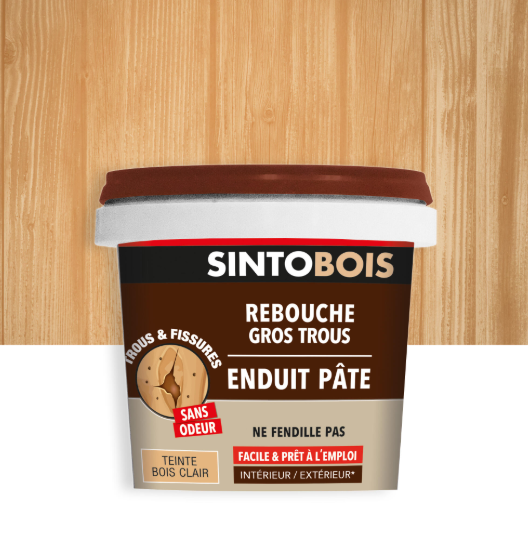 Enduit en pâte Gros trous SINTO bois clair 500 g