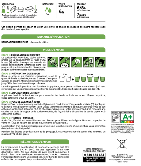 Enduit pour joint en poudre AXTON blanc 5 kg