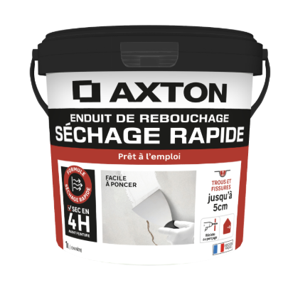 Enduit de rebouchage en pâte Séchage rapide AXTON blanc 1 L
