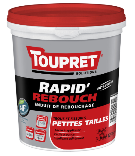 Enduit de rebouchage en pâte Rapid'rebouch TOUPRET blanc 1.25 kg