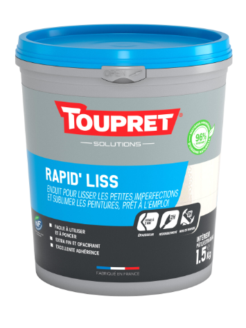 Enduit de lissage en pâte Rapid'liss TOUPRET blanc 1.5 kg