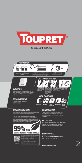 Enduit pour bande à joint en poudre , TOUPRET blanc 5 kg