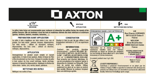 Pâte à bois AXTON chêne foncé 500 g